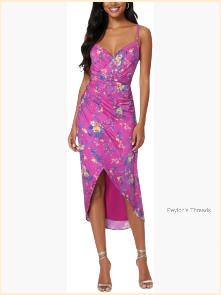Sleeveless High-Low Wrap Midi Formal Dress With Surplice Neckline